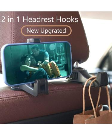 PKKP 2-Piece Car Headrest Hooks & Phone Holder - 360 Rotatable Universal Accessory for Bags Wallets & Food - Silver - Buy Online on SooperMarket.com