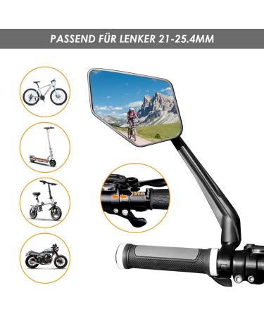 Arkham Extra Large Bicycle Mirror - 360 Swivel Shatterproof & Durable - Universal Fit for E-Bikes & Standard Bikes (Left Handlebar 21-25.4mm) - Buy Online on SooperMarket.com