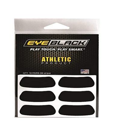EyeBlack Black Athletic Eye Black Anti Glare Stickers  18-Pairs  36 strips