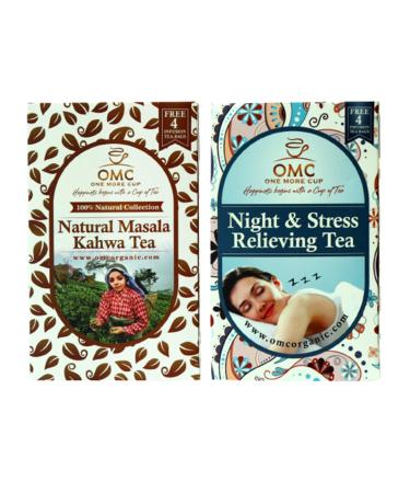 One More Cup Natural Night Tea With Chamomile Flavor & Masala Kahwa Tea Naturals Herbs Tea (40 Tea Bags)