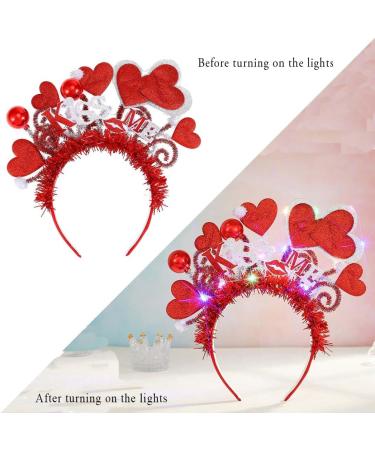 Vatocu LED Valentine's Day Headband Luminous Heart Headpiece Red Lips Headband Sequins Heart Hair Accessories for Holiday Wedding Birthday Party Gift - Buy Online on SooperMarket.com