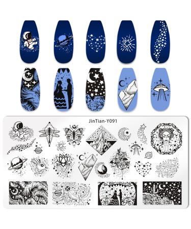 Niceneeded Starry Sky Nail Art Stamp Plates Set - 5 Piece Nail Stamp Templates with Moon & Star Designs for Creative Nail Art - Buy Online on SooperMarket.com