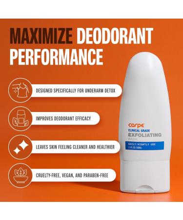 Carpe Exfoliating Underarm Scrub - Boost Deodorant Performance | Minty Fresh Armpit Exfoliator for Men & Women (3 Pack 3.3 Fl Oz - Buy Online on SooperMarket.com