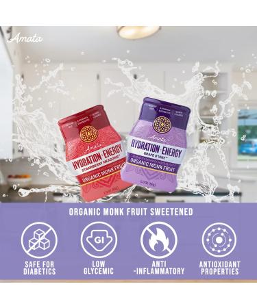 Amata Water Enhancer | Water Flavoring Drops | Perfect for Keto - Low Carb | Grape & Strawberry Natural Water Flavoring | Zero Calories | Organic Monk fruit Flavored Drops - (Pack of 2 - Each 2oz) Grape & Strawberry - Pack - Buy Online on SooperMarket.com