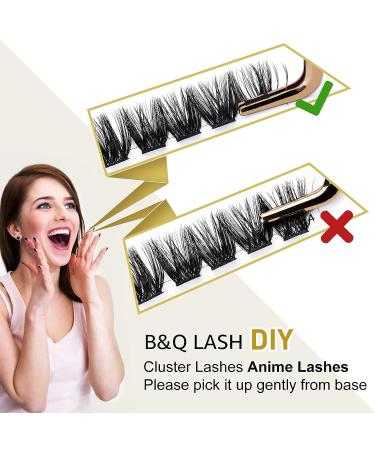 14 Pairs D Curl Manga Lash Clusters - Anime Style Wispy Spiky Cluster Extensions - B&Q Individual Lashes - DIY 140 Clusters (B44-D-MIX) - Buy Online on SooperMarket.com