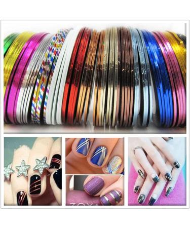 10 Rolls Mixed Colorful Nail Art Striping Tape Lines Width 2mm-Striping Tape for Nail Art-Nail Striping Tape Foil-Nail Striping Tape Thick-Nail Striping Tape with Dispenser-Self-Adhesive DIY Nail Art Tape - Buy Online on SooperMarket.com