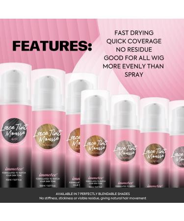 Immetee Lace Tint Mousse for Wigs - Quick Dry No Residue Lace Melting Foam Perfect Skin Tone Match - 150ML/5.07FL OZ (Black - Buy Online on SooperMarket.com