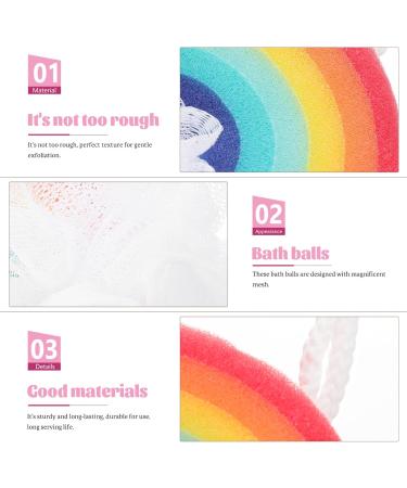 Kisangel Rainbow Bath Balls - 4 Pcs Colorful Bath Sponge & Scrubber - Perfect for Rainbow Parties & Shower Decorations - Buy Online on SooperMarket.com