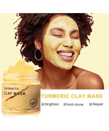 Trendyfave Turmeric Clay Mask - Turmeric Clay Face Mask Controlling Oil Clay Mask For Deep Cleansing Hydrating Face Mask Improve Pore Blemish Acne-Prone & Oily Skin Face Masks skincare 120g - Buy Online on SooperMarket.com