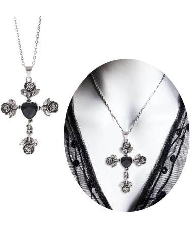Oralgos Gothic Thorn Rose Cross Necklace - Unique Filigree Jewelry for Elegant Meetings - Buy Online on SooperMarket.com