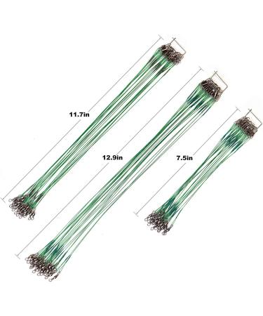 60PCS Fishing Wire Leader with Swivels and Snap - Nylon-Coated Steel Leaders for Tackle - Green (7.5, 11.7, 12.9 Inch) - Buy Online on SooperMarket.com