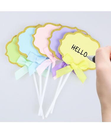 Cupcake Toppers 10 Pieces Paper Writable Cake Toppers for Birthday Baby Shower Party Celebration Cake Desert Decoration Blue Pink Purple Green Yellow - Buy Online on SooperMarket.com
