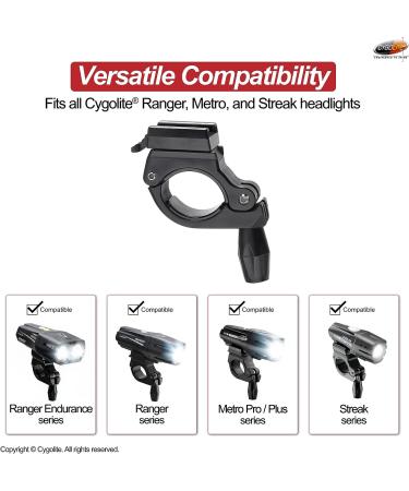 Cygolite Handlebar Mount for Ranger, Metro, and Streak Series Lights | Fits 22-32mm Diameter Bars | Genuine Cygolite Accessory - Buy Online on SooperMarket.com