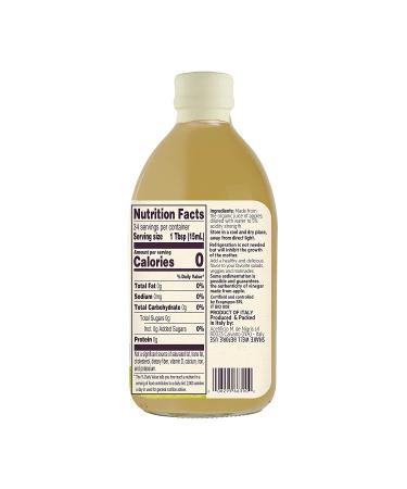 De Nigris Organic Apple Cider Vinegar 16.9 Oz (500ml) | Raw & Unfiltered with Mother | Source of Functional Elements for Metabolism Balance | Organic ACV - Buy Online on SooperMarket.com