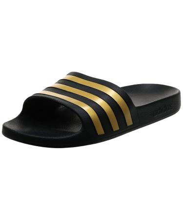 adidas Unisex-Adult Adilette Aqua Slides Sandal 9 Women/8 Men Core Black Gold Metallic Core Black