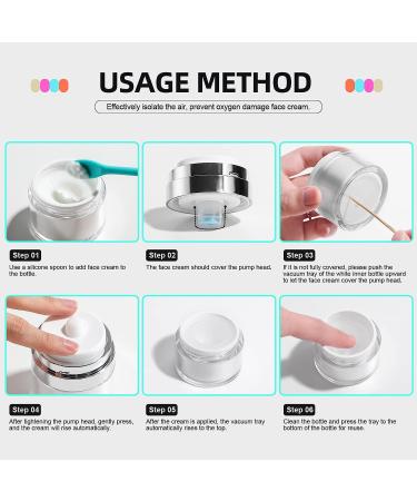 JPNK Airless Pump Jars Set - Travel Containers with Silicone Spatula for Cosmetics - 0.5oz, 1oz, 1.7oz - Buy Online on SooperMarket.com