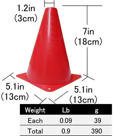 WOWGEEK 7 Inch Plastic Training Traffic Cones - Set of 10 Red Safety Cones for Soccer, Football, and Sport Training - Buy Online on SooperMarket.com