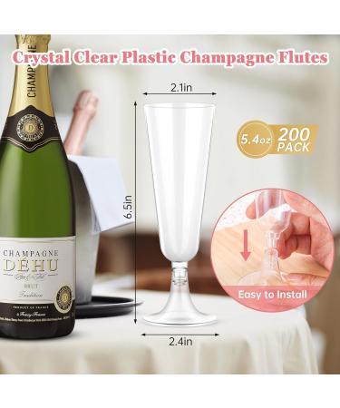 200 Pcs Clear Plastic Champagne Flutes - Disposable Toasting Glasses for Wedding & Parties - Buy Online on SooperMarket.com