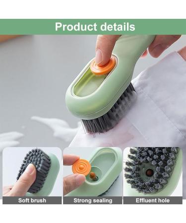2 in 1 Multifunction Cleaning Brush Liquid Filled Laundry Brush Cleaning Brush with Soap Dispenser for Washing Clothes Shoes Suitable for Home Cleaning (White+Green) - Buy Online on SooperMarket.com