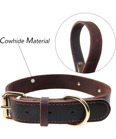 Tagme Personalized Leather Dog Collar for Medium & Large Dogs - Custom Engraved Name & Phone Number - Brown (L) - Durable & Stylish - Buy Online on SooperMarket.com