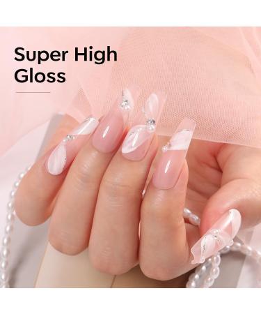 Modelones Gel Nail Polish Set 2 PCS 15 ML Sheer Jelly Nude Pink Translucent Glitter Gel Polish Set for Nail Art DIY Shimmer French Manicure at Home for Women Girls - Buy Online on SooperMarket.com