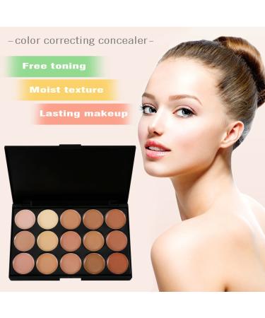 Vtrem 15 Colors Contour Palette Kit - Camouflage Concealer & Eyeshadow Makeup Set with Powder Brush - Perfect Christmas Gift - Buy Online on SooperMarket.com
