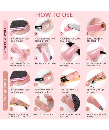Saviland Poly Nail Gel Kit - Pink Series 7 Colors Nail Extension Set with 48W Nail Lamp and Manicure Tools - for Salon Quality Nails at Home - Buy Online on SooperMarket.com
