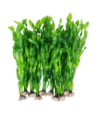 MyLifeUNIT Artificial Seaweed Water Plants for Aquarium, Plastic Fish Tank Plant Decorations 10 PCS Green
