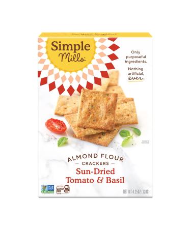 Simple Mills Almond Flour Crackers, Sundried Tomato & Basil - Gluten Free, Vegan, Healthy Snacks, Plant Based, 4.25 Ounce (Pack of 1) Sundried Tomato & Basil 4.25 Ounce (Pack of 1)