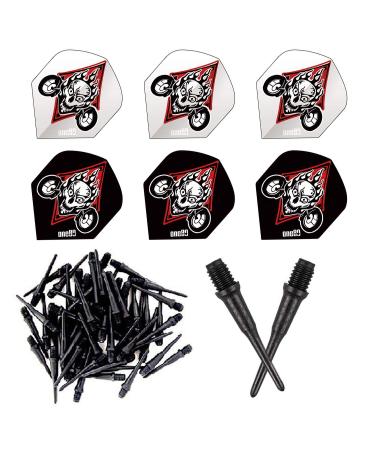 ONE80 Matt Black Soft Tips Replacement Dart Point 2BA Thread - 6 Pcs Durable Extra Thick Dart Flight 150pcs