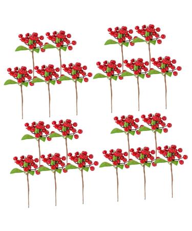 ABOOFAN 20 Pcs Red Berries Red Berry Twig Holly Berry Picks Christmas Berry Picks Branch Holly Berries Branch Wreath Fake Berry Artificial Red Berry Stems Household Decorations Foam