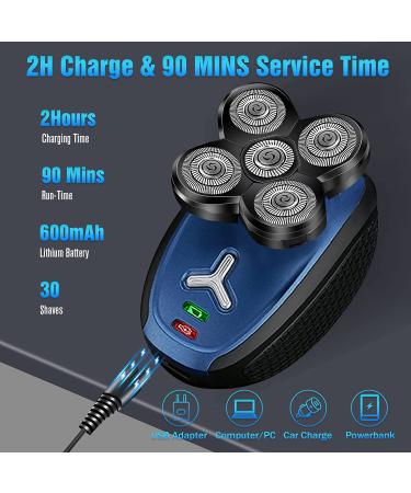 Bald Men's 5-in-1 Electric Head Shaver - Cordless Waterproof Wet/Dry Razor for Face and Head Shaving - USB Rechargeable 2022 Model - Buy Online on SooperMarket.com