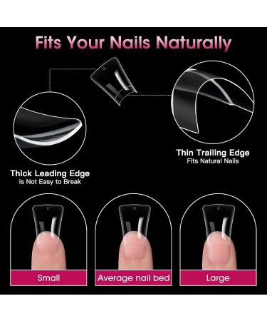Krofaue Duck Nail Tips - 200pcs Acrylic Curved Nail Tips in Crystal Duck Feet Style | 10 Sizes Half Cover False Nails for Nail Salon - Buy Online on SooperMarket.com