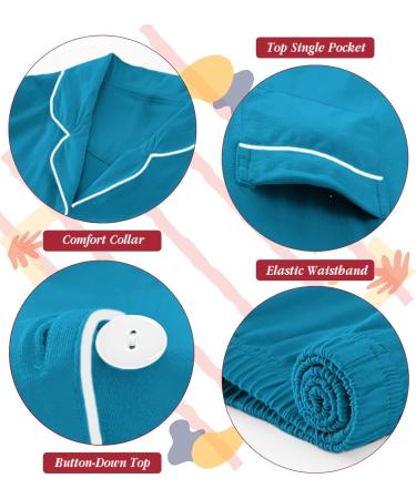 SWOMOG Unisex Kids Modal Pyjamas Set | Short Sleeve Button-Down PJs | 6-7 Years Turquoise - Buy Online on SooperMarket.com