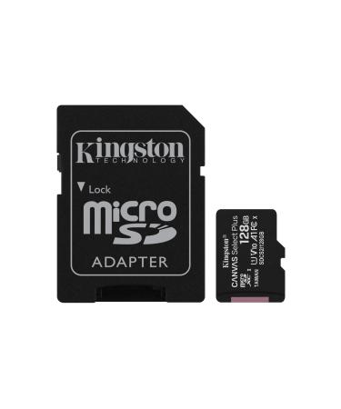 Kingston 128GB microSDXC Canvas Select Plus 100MB/s Read A1 Class 10 UHS-I Memory Card + Adapter (SDCS2/128GB) 1 Count (Pack of 1) Fast (Up to 100 MB/s)