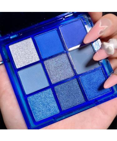 Yeweian Blue Eyeshadow Palette  9 Colors Glitter Matte Eyeshadow Makeup Palette Silver Grey Smokey Eyeshadow Palette Highly Pigmented Waterproof Eyeshadow Pallete for Girls and Women 06