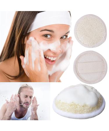 Natural Loofah Face Exfoliator Pads - 100% Handheld Scrubber for Bathing and Showering - Ideal for Spa Facial Cleansing - Men and Women - 2pcs - Buy Online on SooperMarket.com