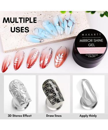 Makartt Painting Gel Nail Polish UV: Silver Chrome Mirror Metallic Effect for Nail Art - Buy Online on SooperMarket.com