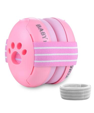 ZOHAN Baby Ear Defenders Boys 0-36 Months Autism Noise Cancelling Headphones for Sleeping Airplane Fireworks Toddler Hearing Protection Adjustable Soft Headband Newborn Baby Gifts Pink