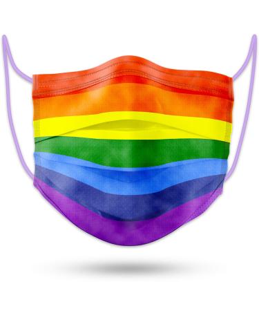 60PCS Face Masks Disposable Adult Unisex Rainbow Colors Individually Packaged Purple Elastic Ear Loops 3-Layer Light Soft Fit