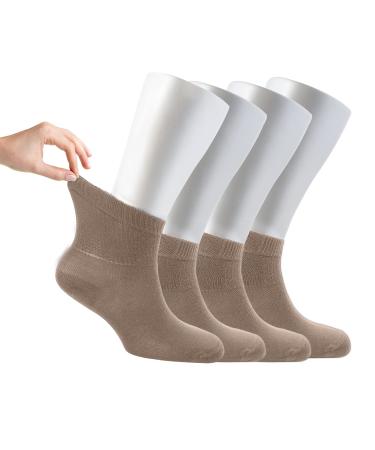 Cosyfeel Women Loose Diabetic Socks | 4-Pack Neuropathy Ankle Socks for Ladies | Super Soft Eco-Friendly Bamboo Material | Durable with Seamless Toe | Multicolour Patterns | 4 Seasons 4-7 SANDSTORM