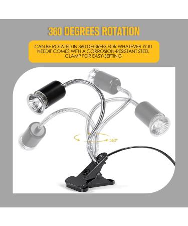 Tortoise Heat Lamp 50W UVA UVB Basking Lamp with 360 Rotatable Clip & Power Adapter 30cm Rotatable Gooseneck with 3 x 50W Heat Bulb Heating Light for Reptiles Lizard Turtle Snak Aquarium - Buy Online on SooperMarket.com