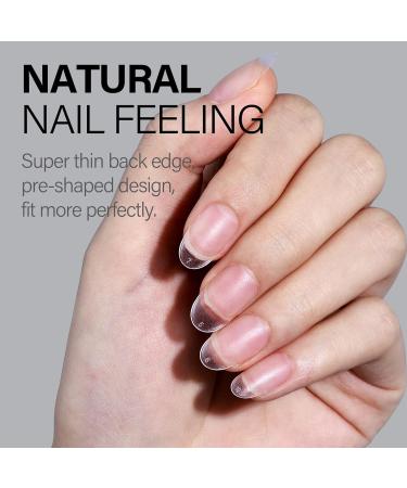 AILLSA Semi-Oval Nail Tips - 240 Pcs, Matte Soft Gel Pre-shaped Full Cover Acrylic Clear Fake Nails for Soak Off Extension - Short Oval 15 Sizes - Buy Online on SooperMarket.com