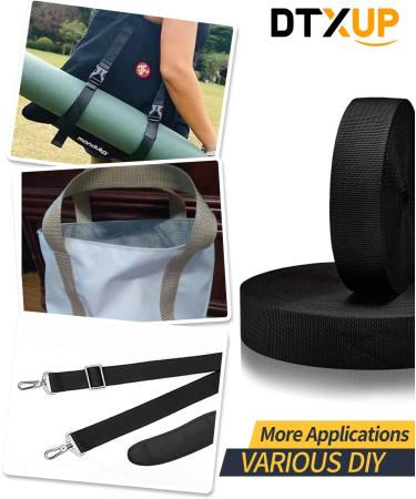 DTXUP Black Polypropylene 1 Inch Webbing Strap - Lawn Chair Replacement, Climbing Straps, DIY Crafting - 10 Yards - Buy Online on SooperMarket.com