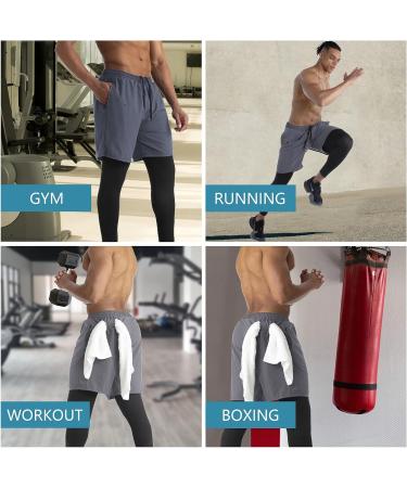 WIRIST 2 in 1 Running Pants for Men - Grey X-Large | Workout Compression Gym Athletic Shorts Leggings with Pocket - Buy Online on SooperMarket.com