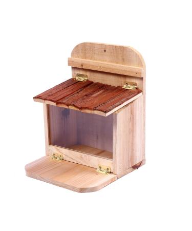 TRIXES Squirrel Feeding Station with opening Roof Natural Wood Encourage Natural Wildlife into your Garden
