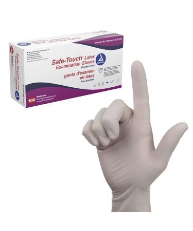 Dynarex Safe-Touch Disposable Latex Exam Gloves, Powder-Free, Used in Healthcare, Corrections/Law Enforcement, Industrial and Salon/Spa Settings, Bisque, Medium, 1 Box of 100 Gloves