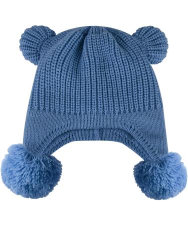 KAKU NANU Toddler Winter Hat with Double Pom Pom | Fleece Lined Beanie for Baby Boys and Girls | Blue | Ages 1-2 Years - Buy Online on SooperMarket.com