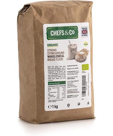 CHEFS & CO Stoneground Strong Organic Wholemeal Bread Flour 1 Kg | Freshly Milled Flour for Baking | Ideal for Wholemeal Bread Making Oven Baked Yeast Cookery & Bread Machines - Buy Online on SooperMarket.com