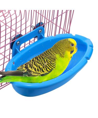 Mygeromon Bird Bath for Cage - Budgie Hanging Small Tub for Parrot Parakeets/Canary/Budgerigar Shower (Blue)
